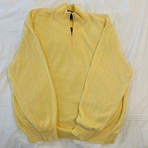 JosABank 1/4 Zip Yellow Cotton Sweater